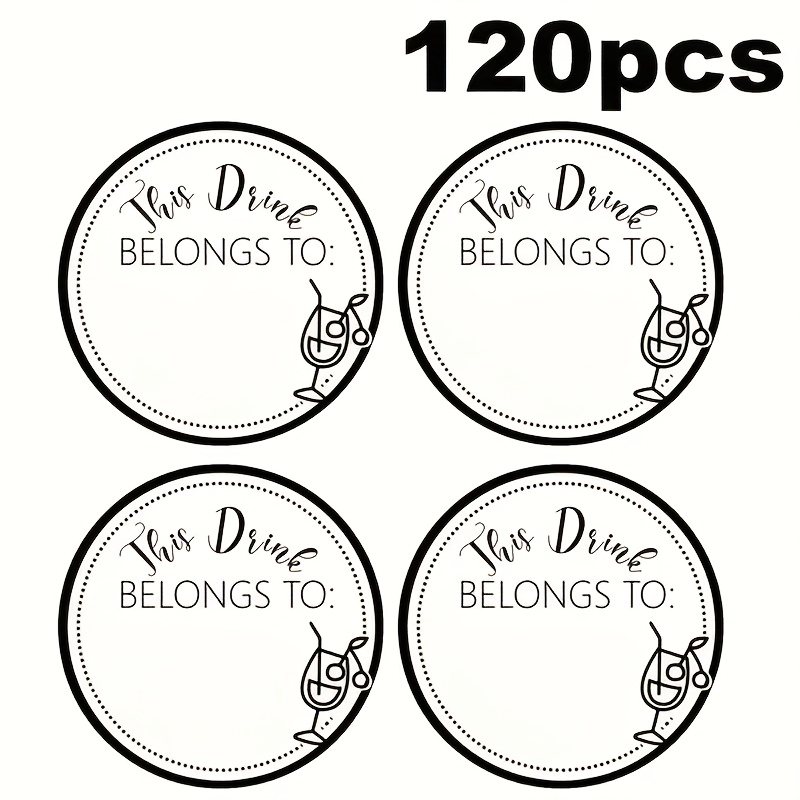 TEMU 120pcs Elegant Black And White Paper Drink Markers, 1, 5-inch Round Stickers, Drink Markers | Exquisite Drink Stickers, This Drink To: Suitable