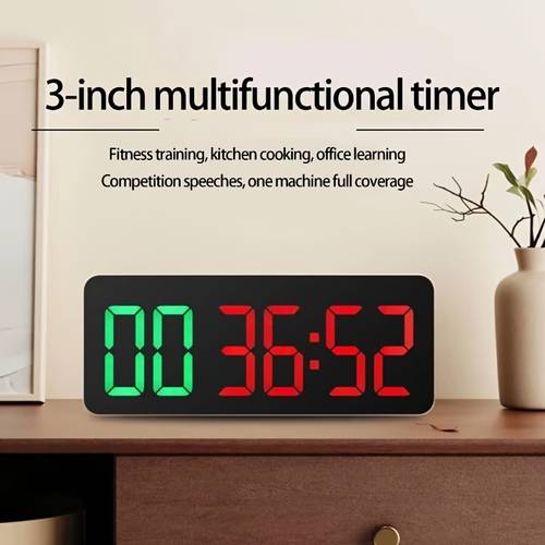 LED Gym Timer USB Powered, No Battery Required Workout Clock with Countdown/Stopwatch for Home Gym