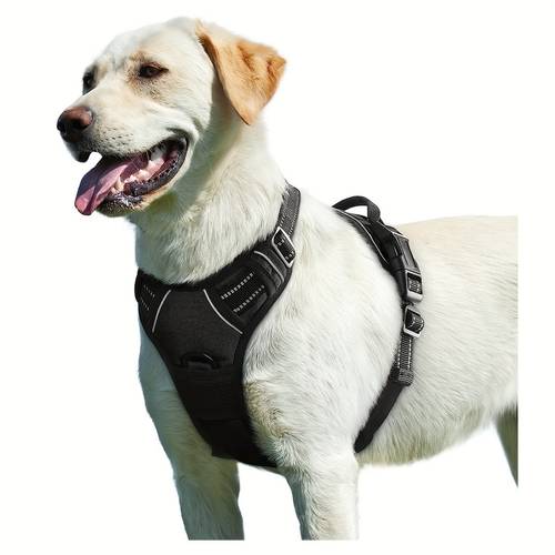 dog harness for large dogs service vest with reflective strips and control handle adjustable and comfortable for easy walking pet harness