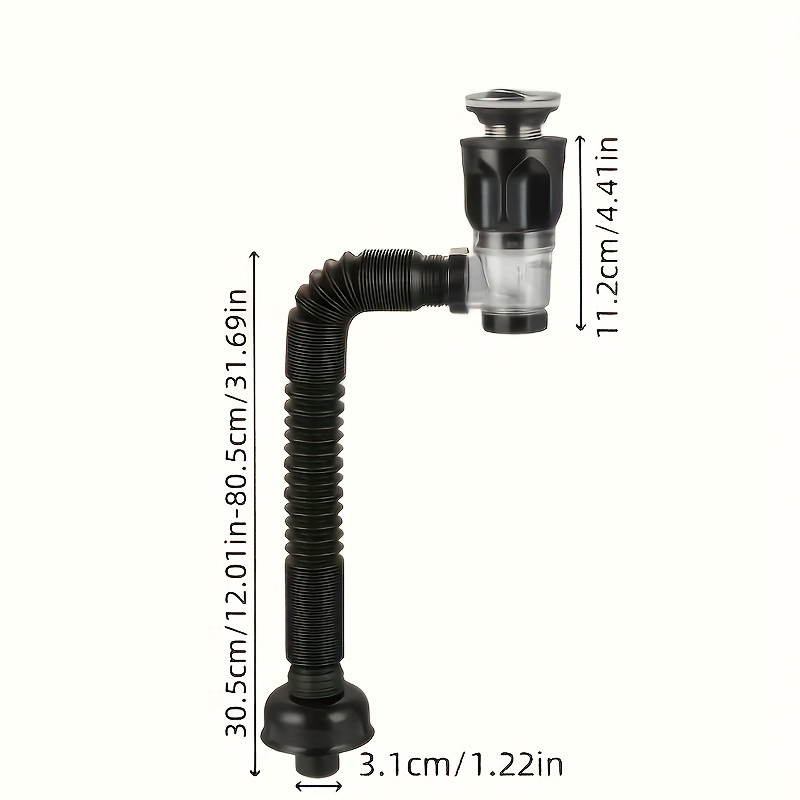 Easy-install Flexible Sink Drain Pipe - Design For Kitchen & Bathroom, Durable Stainless Steel & Abs, Space-