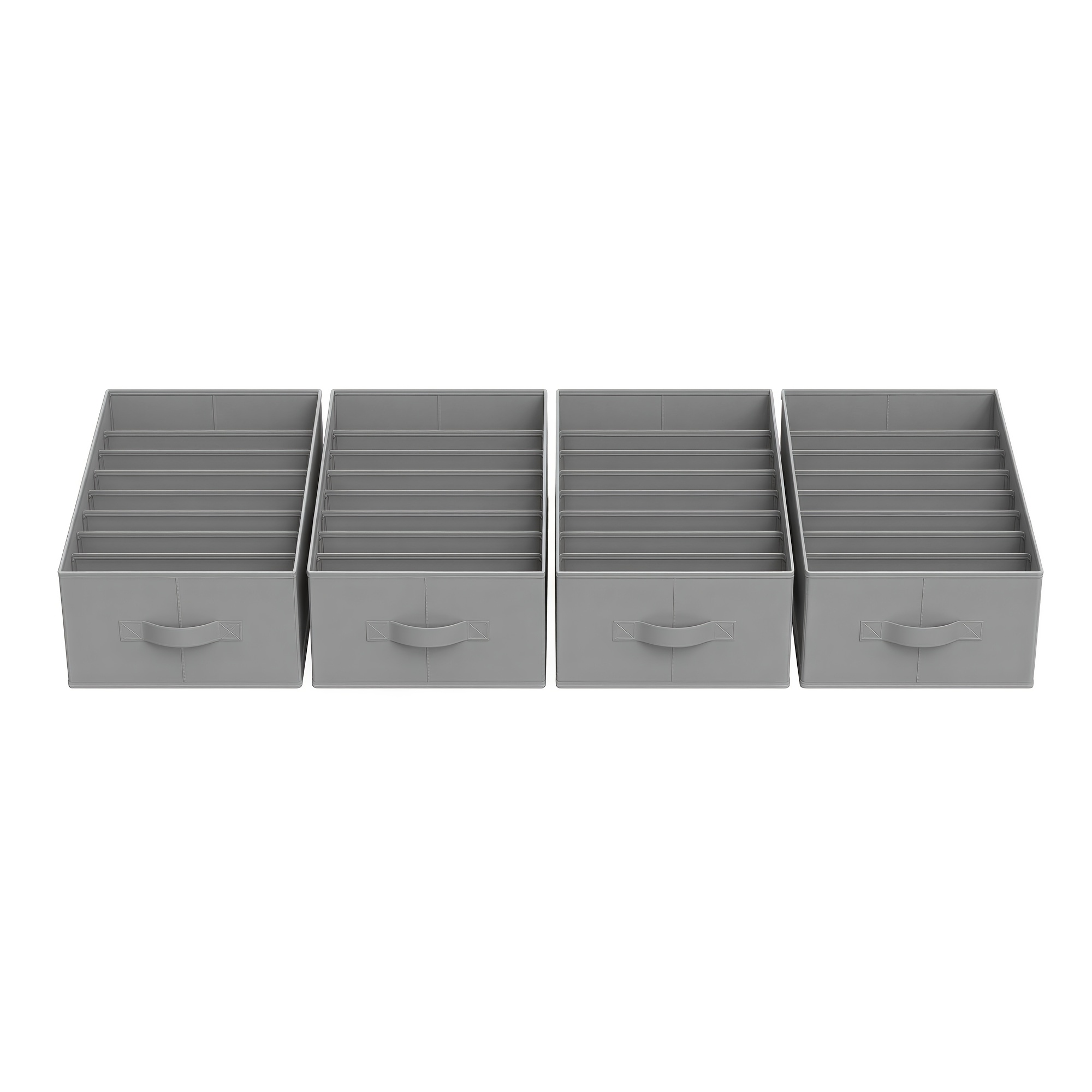 TEMU 4er-Set Kleiderschrank-Kleider-Organizer, faltbare Schubladen-Organizer mit 6 Fächern, 42 x 30 x 17 cm, Grau Weiß