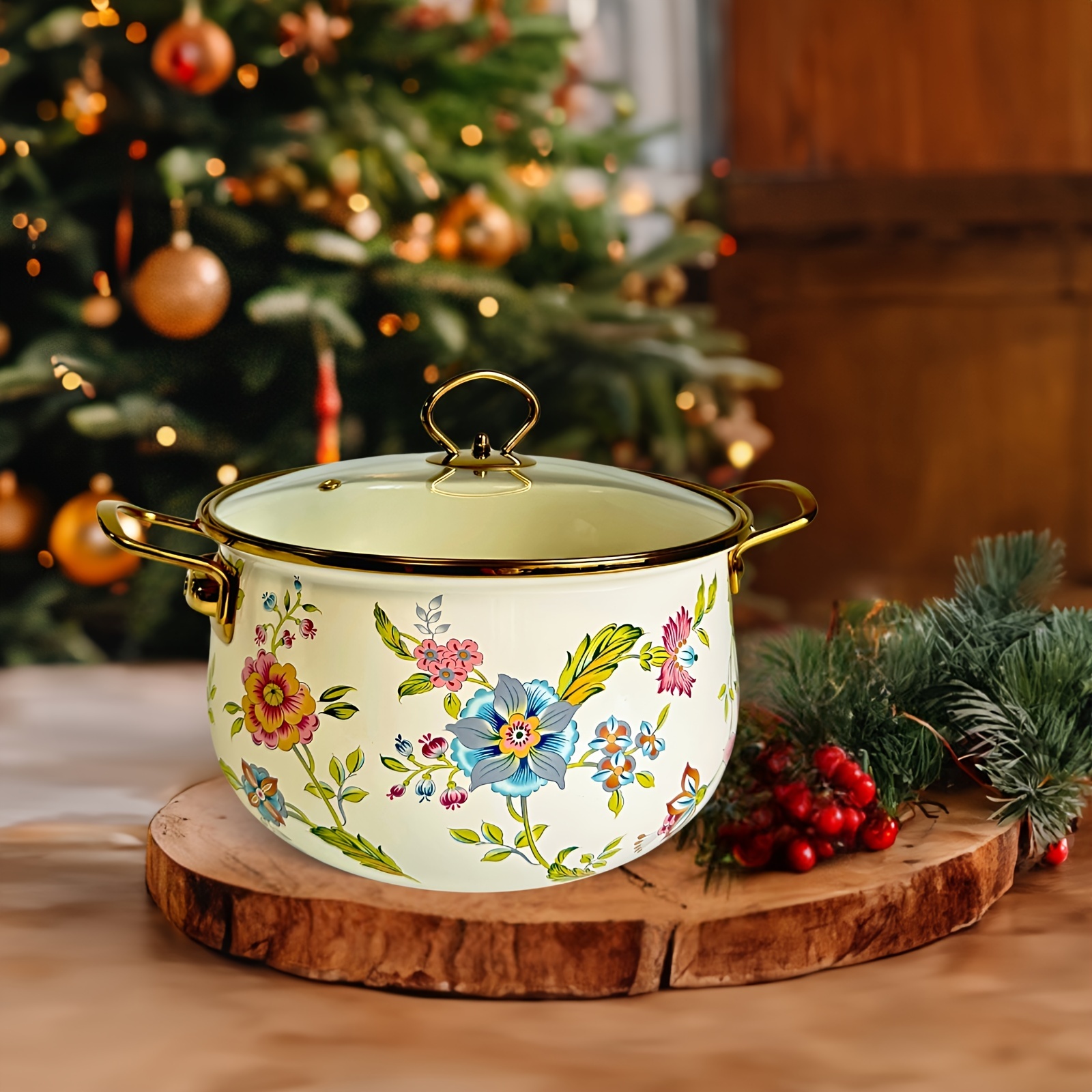 large capacity enamel soup pot with dual handles non stick dishwasher safe colorful   for healthy cooking   fresh small double ears details 1