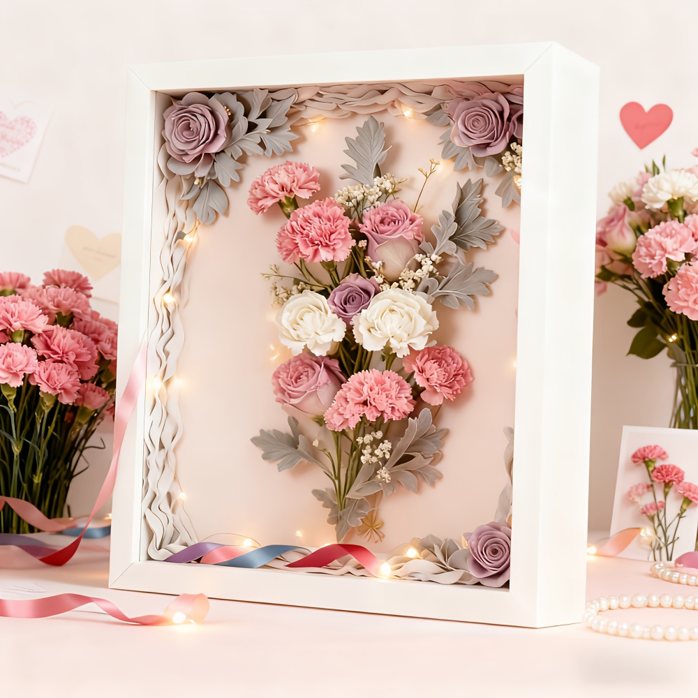 E-shop 1 Stück -Rahmen - Weißer Fotorahmen Erinnerungsbox, 3 cm Hohl-Displaybox für DIY Trockenblumen, Fotos, Geburtstagsgeschenk, Hochzeit, Jubiläum,