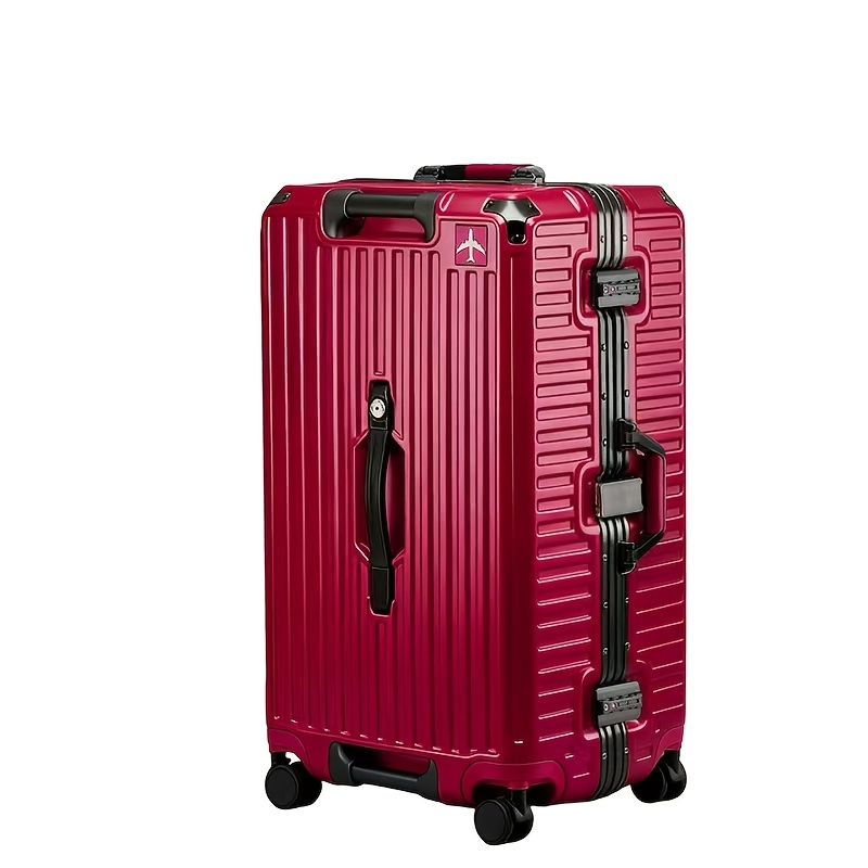 TEMU Luggage, Large-capacity Travel Suitcase With Aluminum Frame, Durable Abs pc Material, Retractable Handle, Tsa Combination Lock, Metal