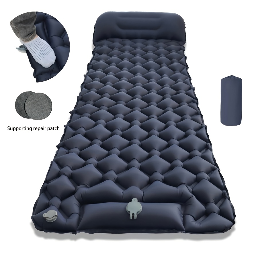 TEMU Matelas de sol gonflable d'extérieur pour une personne avec gonflage rapide en 1 minute, épaisseur 1,95 po. pour le camping, la randonnée et les