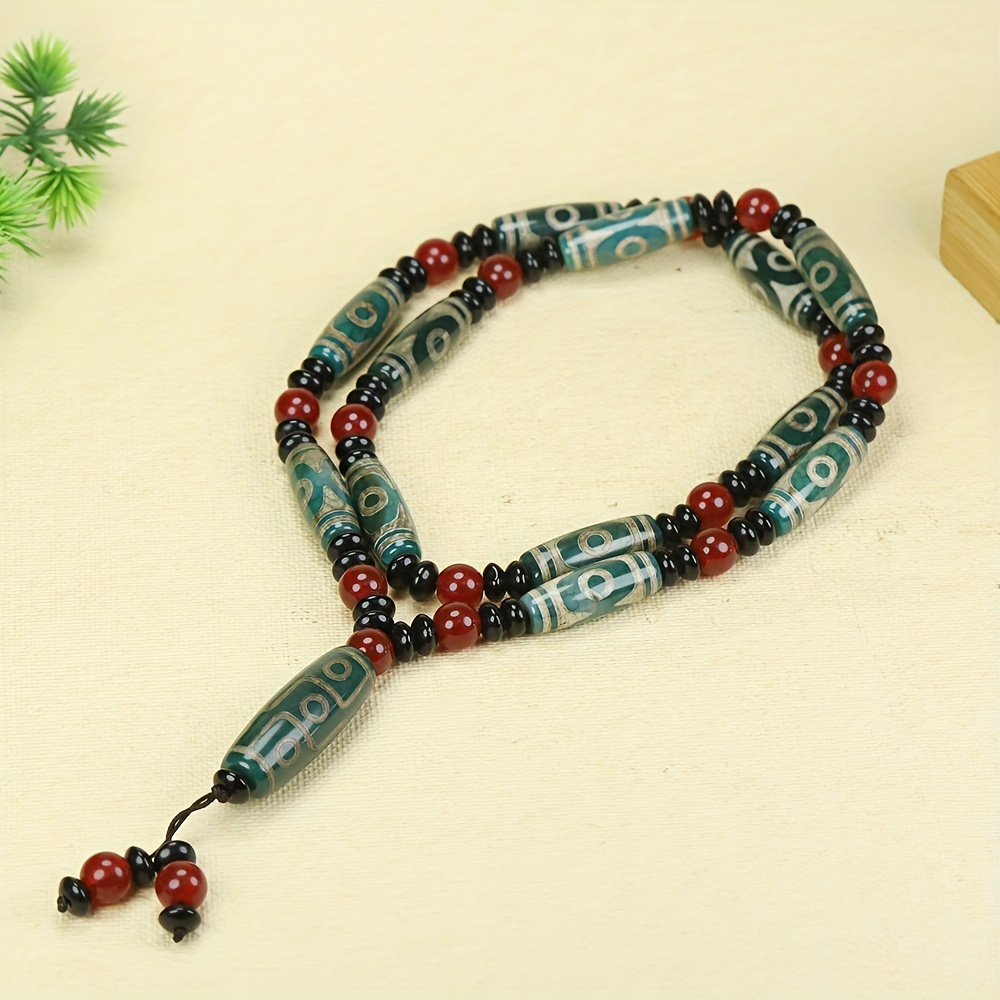 

Elegant Agate Nine- Dzi Bead Pendant - Fashion Accessory