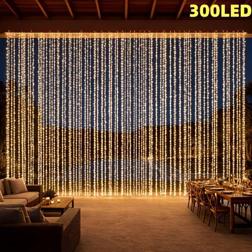 1 pack led fairy curtain string lights 300 led 8 outdoor patio light for garden wedding party halloween christmas decor