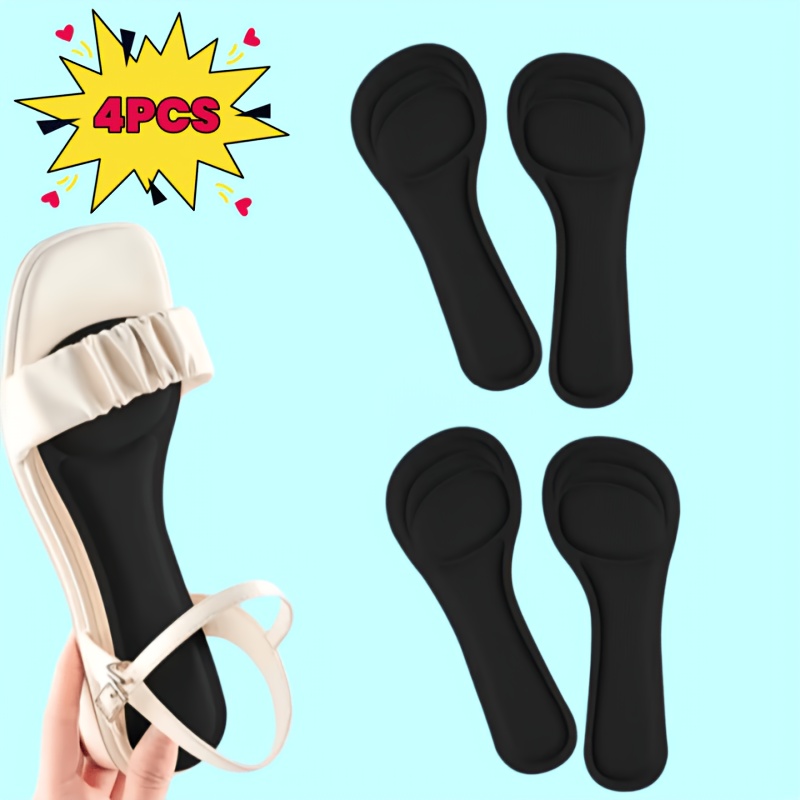 TEMU 4pcs Cuttable Self-adhesive Anti-slip Half-size Insoles For High Heels, Breathable Sweat-absorbent Anti-blister Full-length Shoe Pads Set