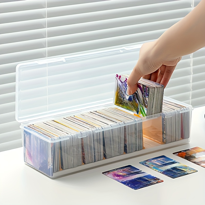 

Waterproof Plastic Trading Card Storage Box - Dust-proof Transparent Collectible Card Holder With Snap Closure Cover