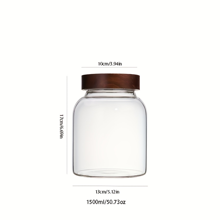 TEMU 1pc Large Capacity Glass Fermentation Jar With Lid - Airtight, Leak-proof, Perfect For Pickling, Sauerkraut, Wine Making, Kombucha - Reusable,
