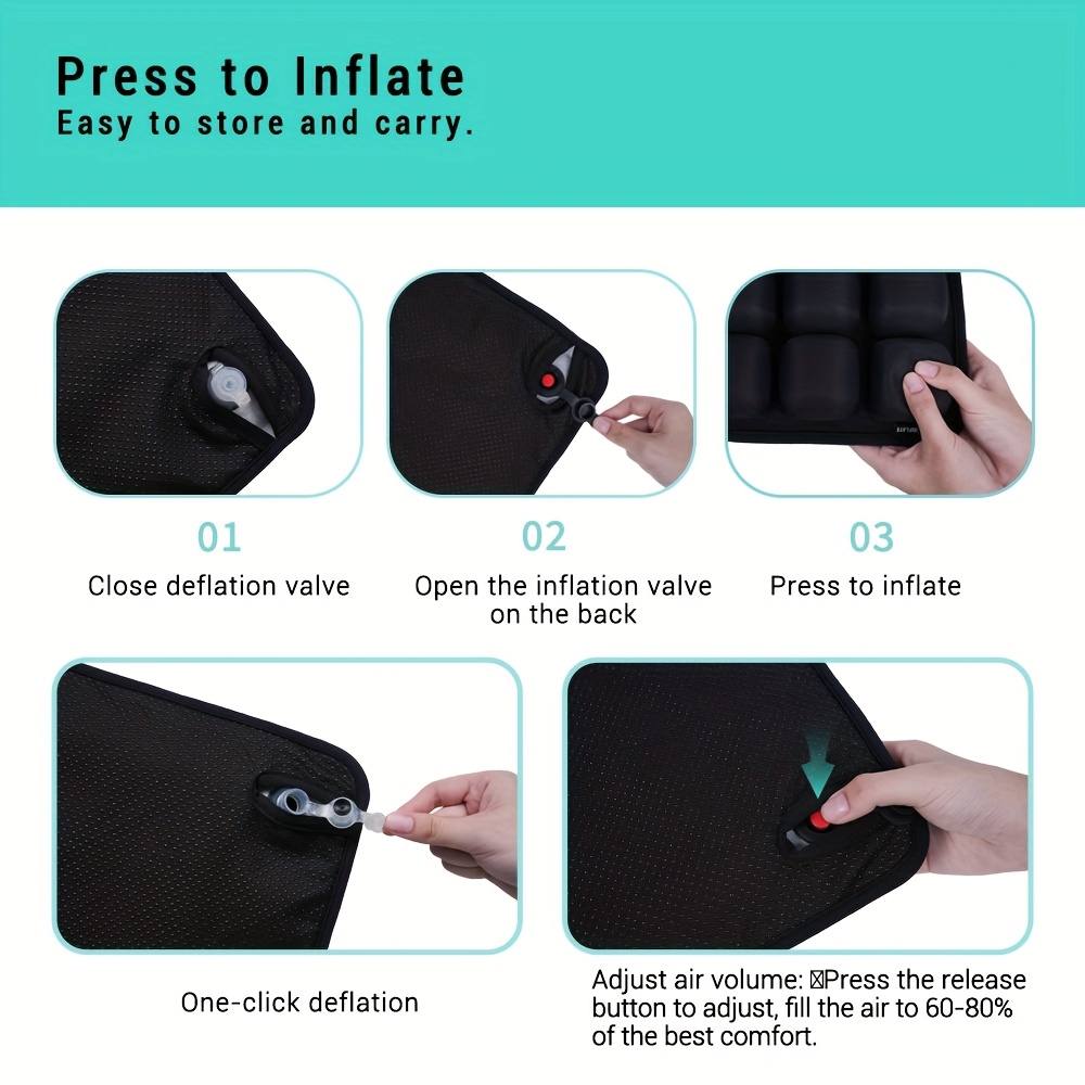 1pc 3d pressure relief air cushion office chair car seat cushion back support pad for desk chair wheelchair adjustable   ergonomic cushion portable and inflatable Product details 12