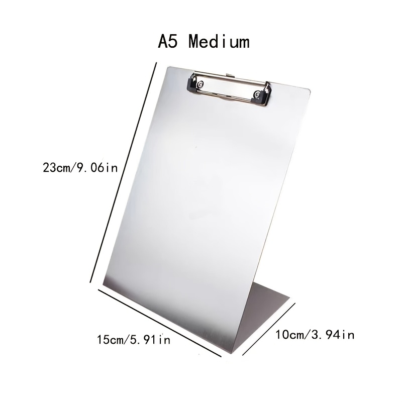 TEMU Tablette à rabats en acier inoxydable robuste avec clip, planche de présentation , clip pour de restaurant, clip pour menu, bloc d'écriture,