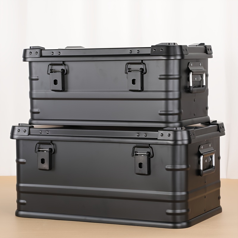 aluminum golden storage box for outdoor camping multi functional large capacity suitable for car trunk organization during self driving trips