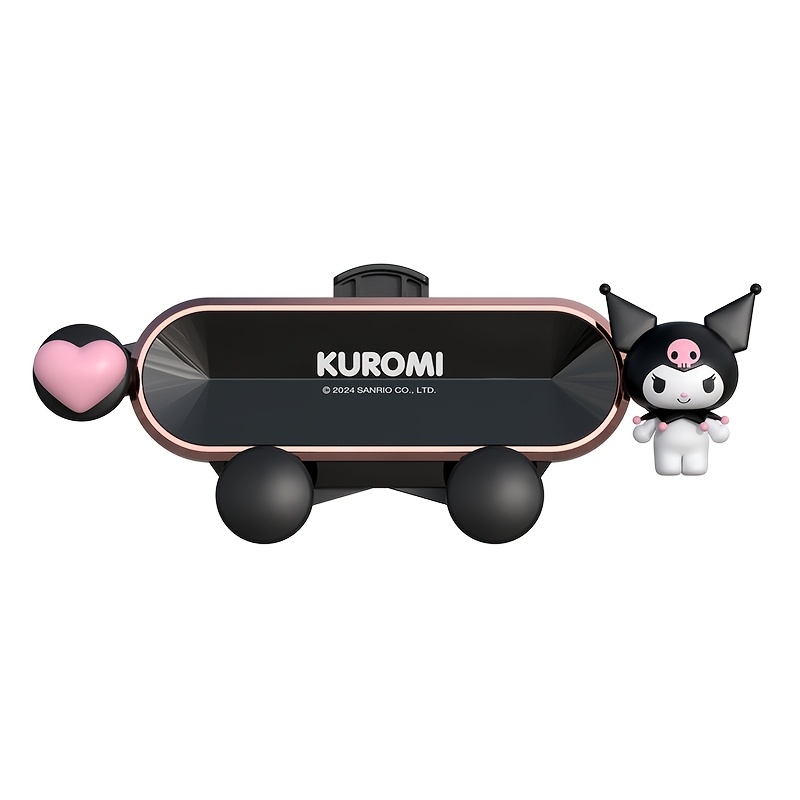 Image of Kuromi Cute Anime Phone Mount For Car, Pink Cat Air Vent Clip Car Phone Holder Mount Cell Phone, Pretty Car Additions