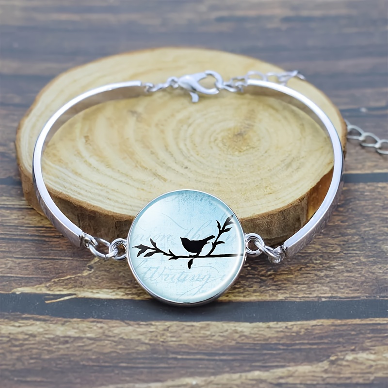 4pcs Light Bird Shadows Jewelry Set: Necklace, Bracelet, Earrings