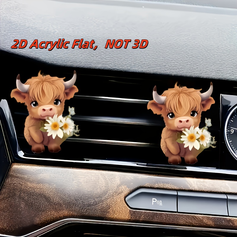 

Cute Highland Cow Car Clip, 2d Acrylic Flat Aromatherapy Diffuser, Brown Calf Car Air Conditioner Fragrance Dispenser, Soothing Scent For Vehicle, Essential For Pet Lovers & Owners