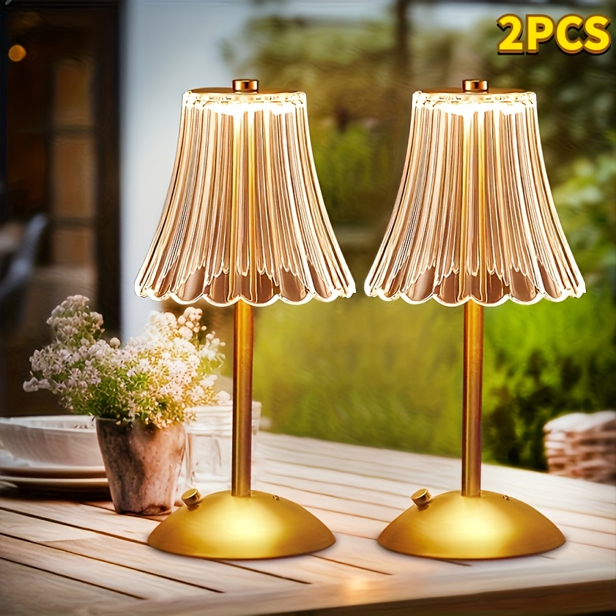 TEMU 1/2 Retro Mini Lamp | Suitable For Home, Dining Table, Restaurant-wireless Desk Lamp, Golden Rechargeable, Usb Charging, 12-inch High Led Copper