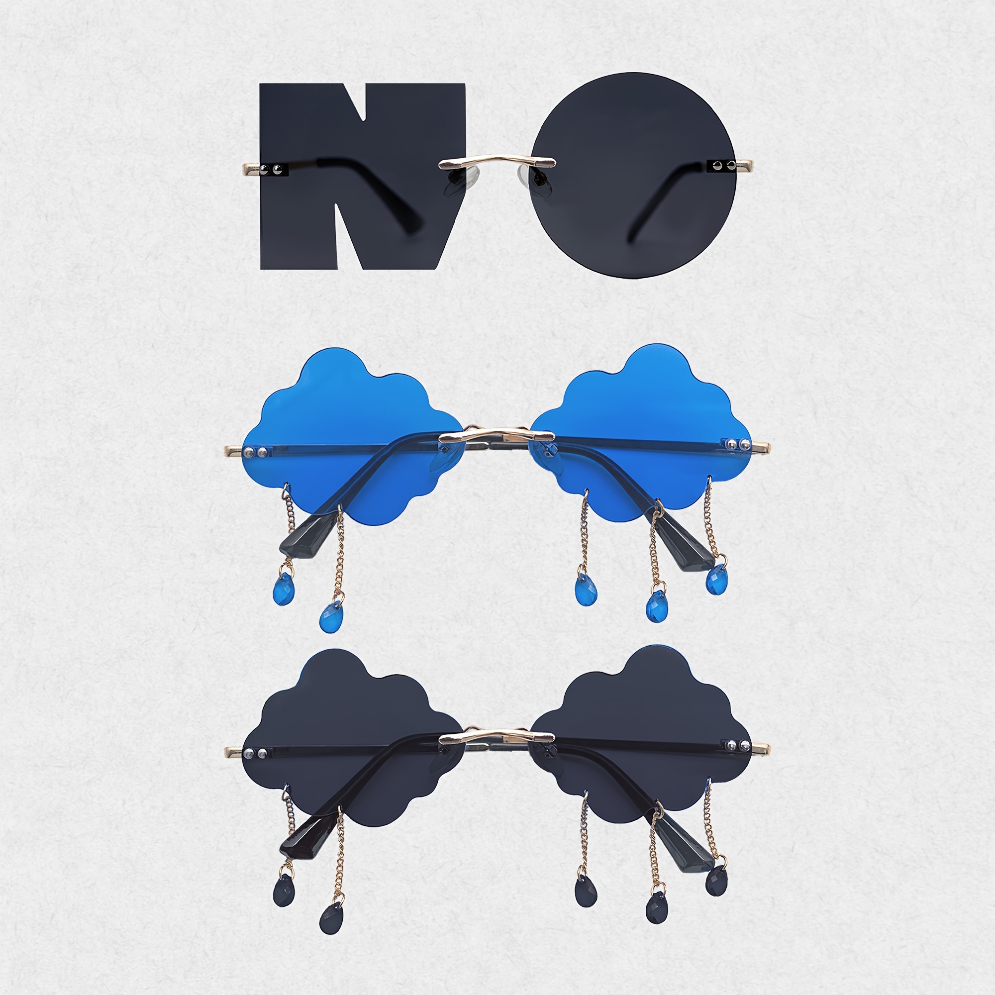 

Fashion Irregular Glasses With Letter "no", Unique Design Women's Glasses, Party And Prom Fashion Accessories