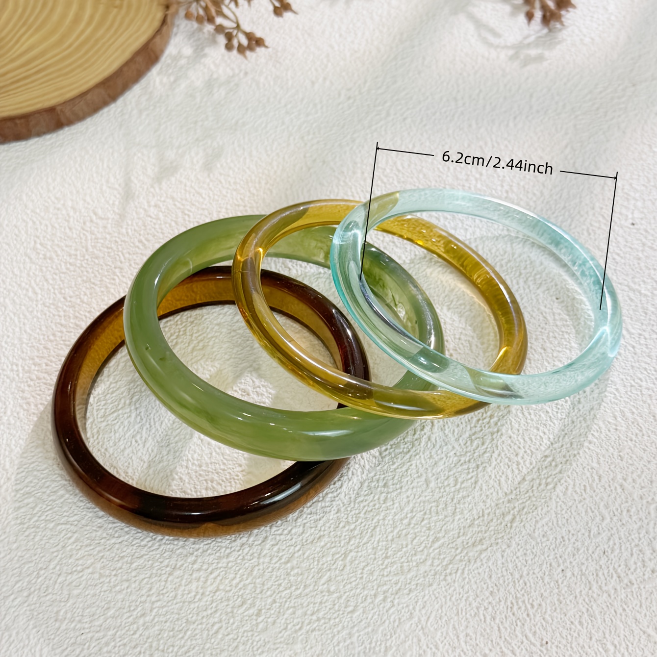 4pc Minimalist Resin Bracelet Set, Vintage Marbled Style