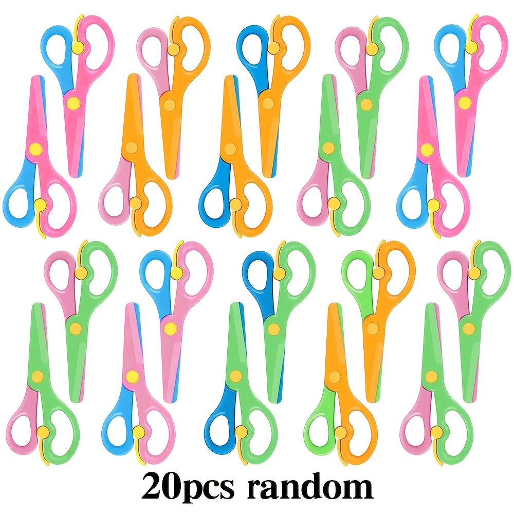 2   20pcs plastic safety art scissors set ideal for students diy paper cutting portable mini scissors for school art projects colors are random