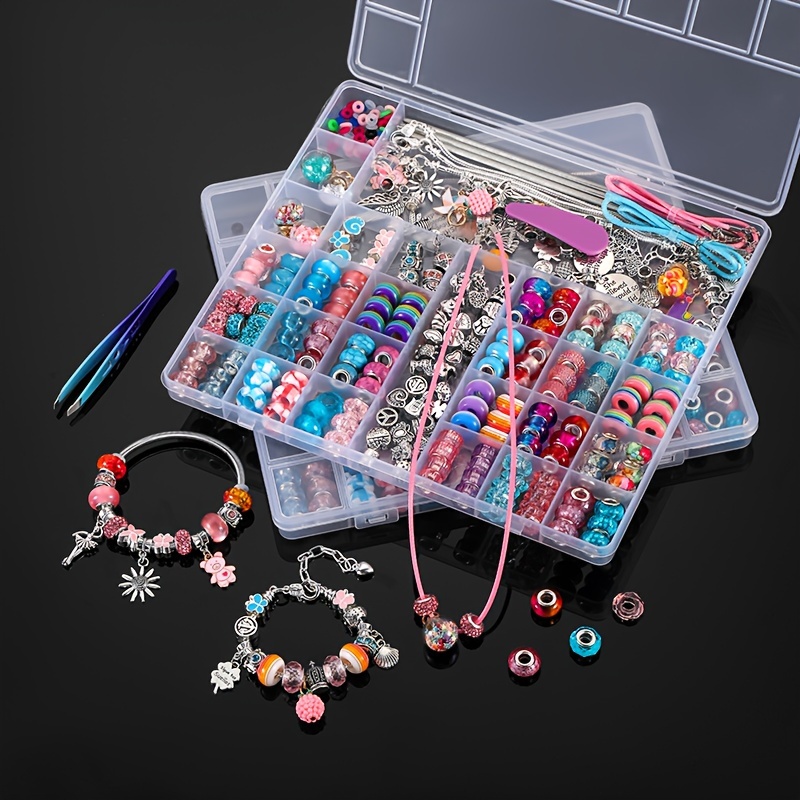 

230pcs Creative Assorted Beads Charm Kit For Jewelry Making Diy Special Fashion Bracelet Handmade Beaded Daily Use Women Crafts With Portable Organizer Box For Birthday Christmas Stocking Gift