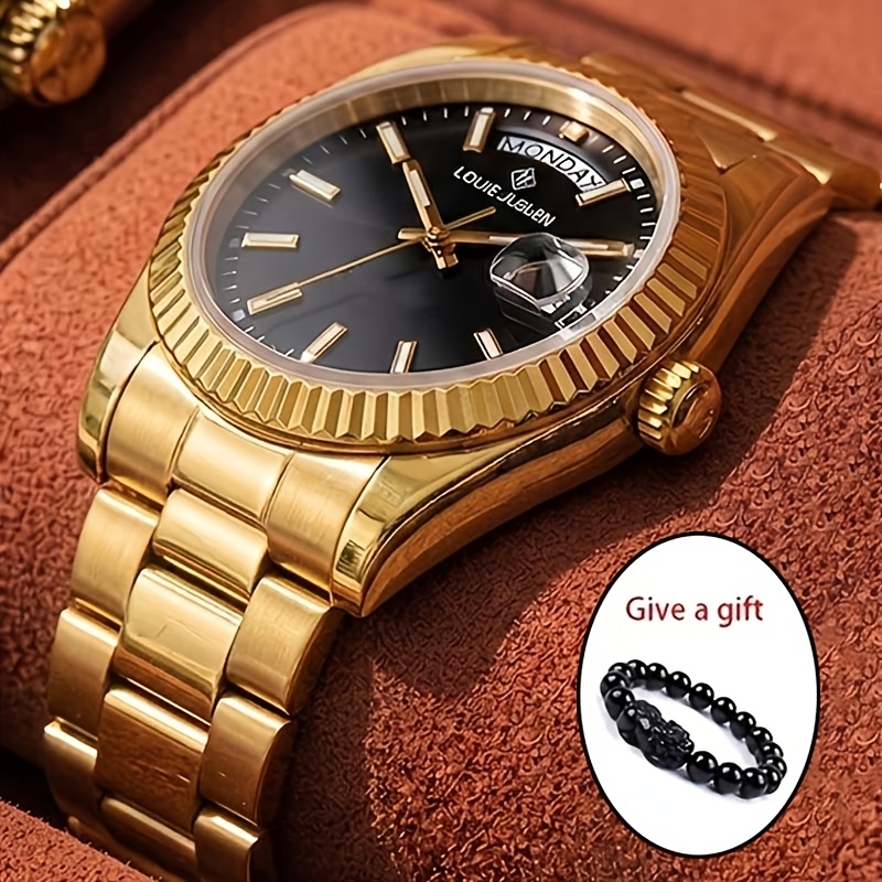 Image of Men's Fully Automatic Mechanical Watch, Multi-functional Mechanical Watch (no Battery Required) Stainless Steel Material Suitable For Business Trendy Fashion Watch Father's Day Gift