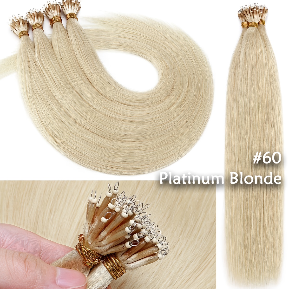 TEMU Micro- Bead Hair Extensions, Human Hair Extensions, Straight Natural Invisible Hair Extensions, Cold Fusion Nano-ring Hair Extensions, And
