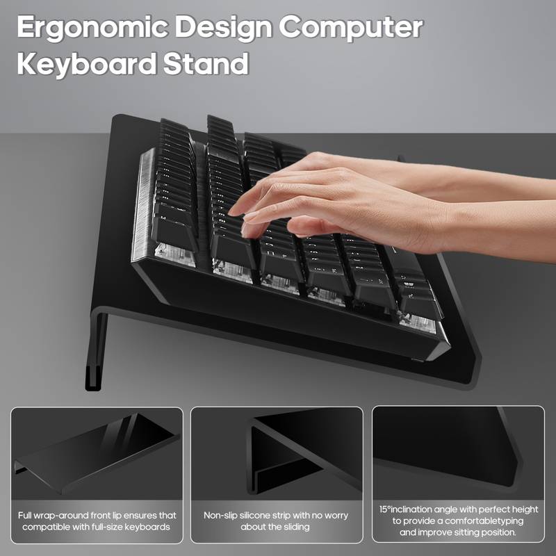 Keyboard Tray Tilted Keyboard Stand W/Wrist Rest&Storage Tray
