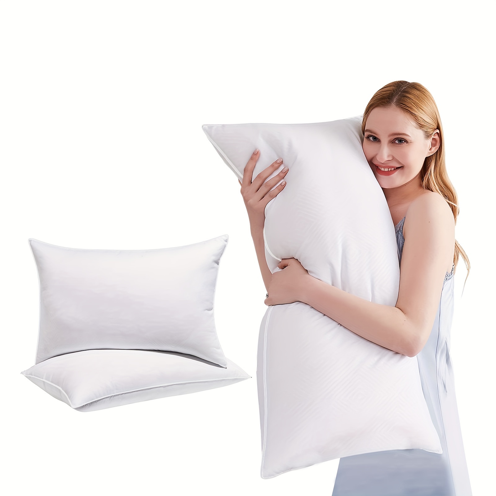 

Bed Pillows For Sleeping King Size 2 Pillows Alternative Filling For Back, Stomach Or Side Sleepers