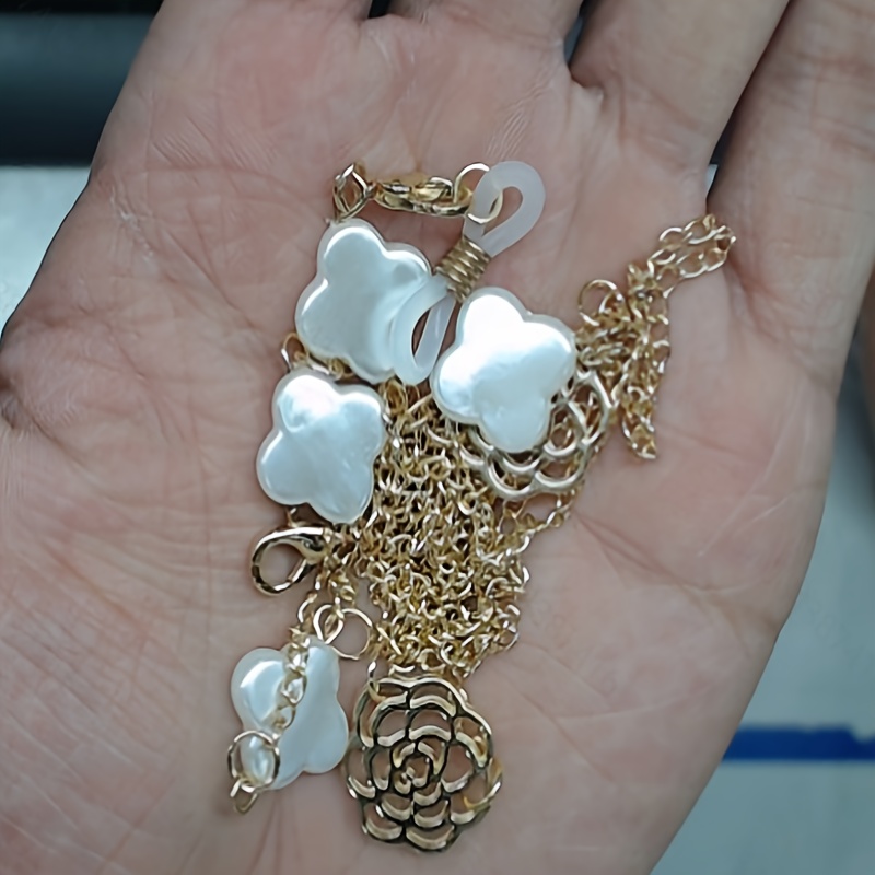 E-shop Elegante Kamelien Brillenkette für Damen, rutschfester Brillenrahmen aus Zinklegierung, professionelle Themen-Ergänzungen, geeignet für