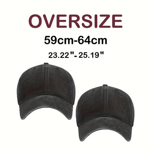 2pcs oversize xxl baseball caps for men and women large hats for big head washed black