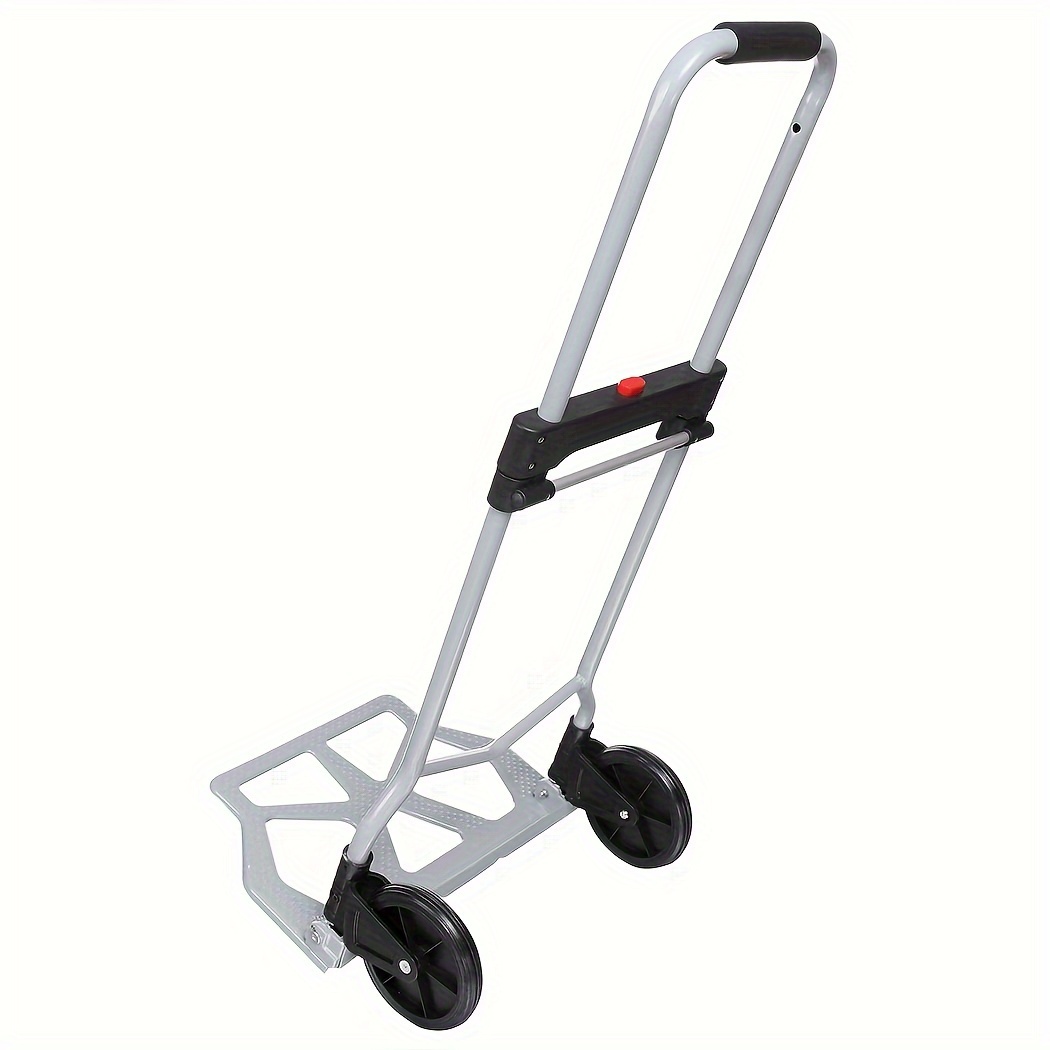 

200/265lb Folding Aluminum Transport Trolley, 2 Wheel Foldable , Hard Rubber Tires And Steel Frame, Height-adjustable Handle, Collapsible Aluminum Luggage Cart, Moving Trolley With Wheels