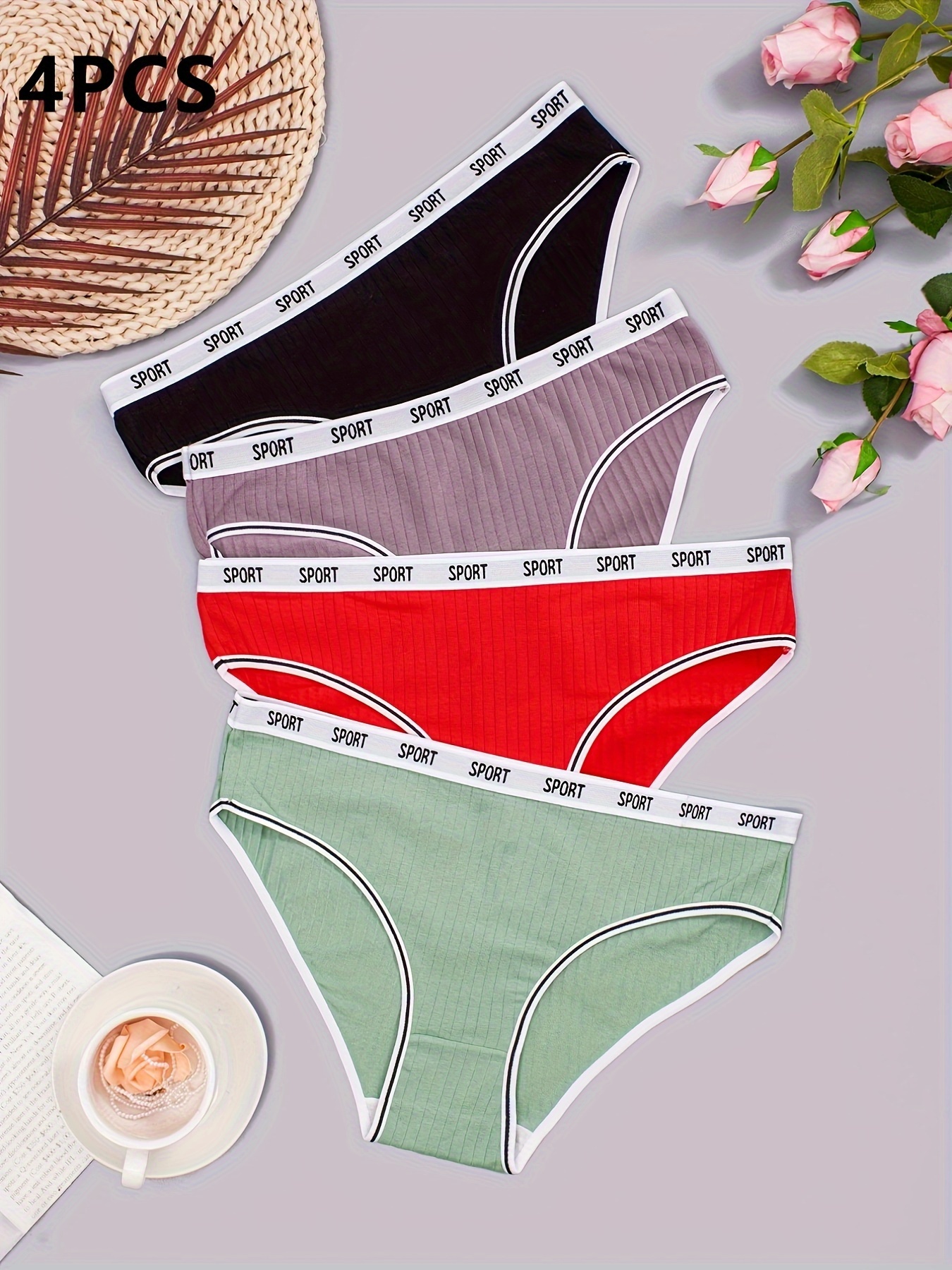 Plus Size Casual Underwear Set Women's Plus Letter Tape - Temu