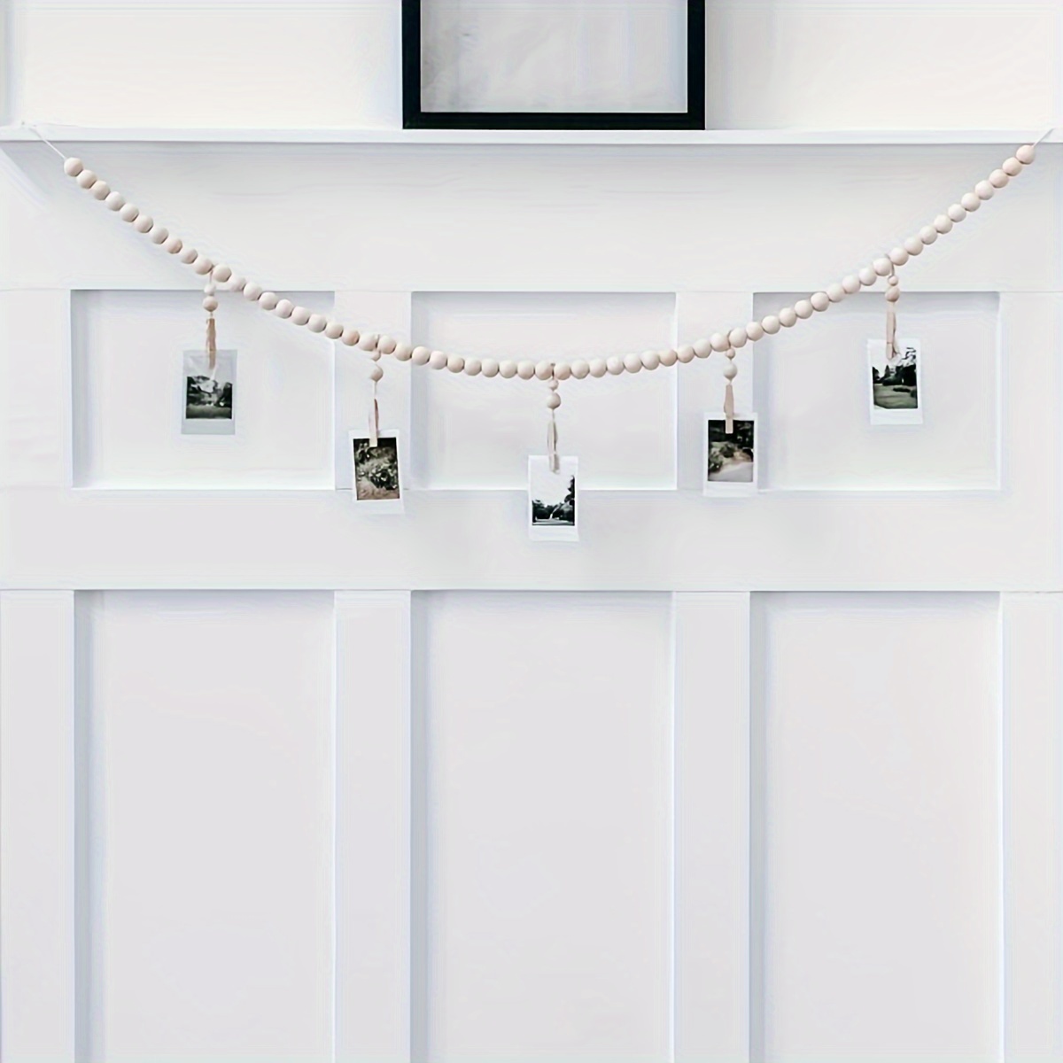 

-chic Wooden Bead Garland Photo Display With Clips - Rustic Wall Decor For Home, Nursery, Dorm | Perfect Gift For Birthdays, Day, Teacher Appreciation