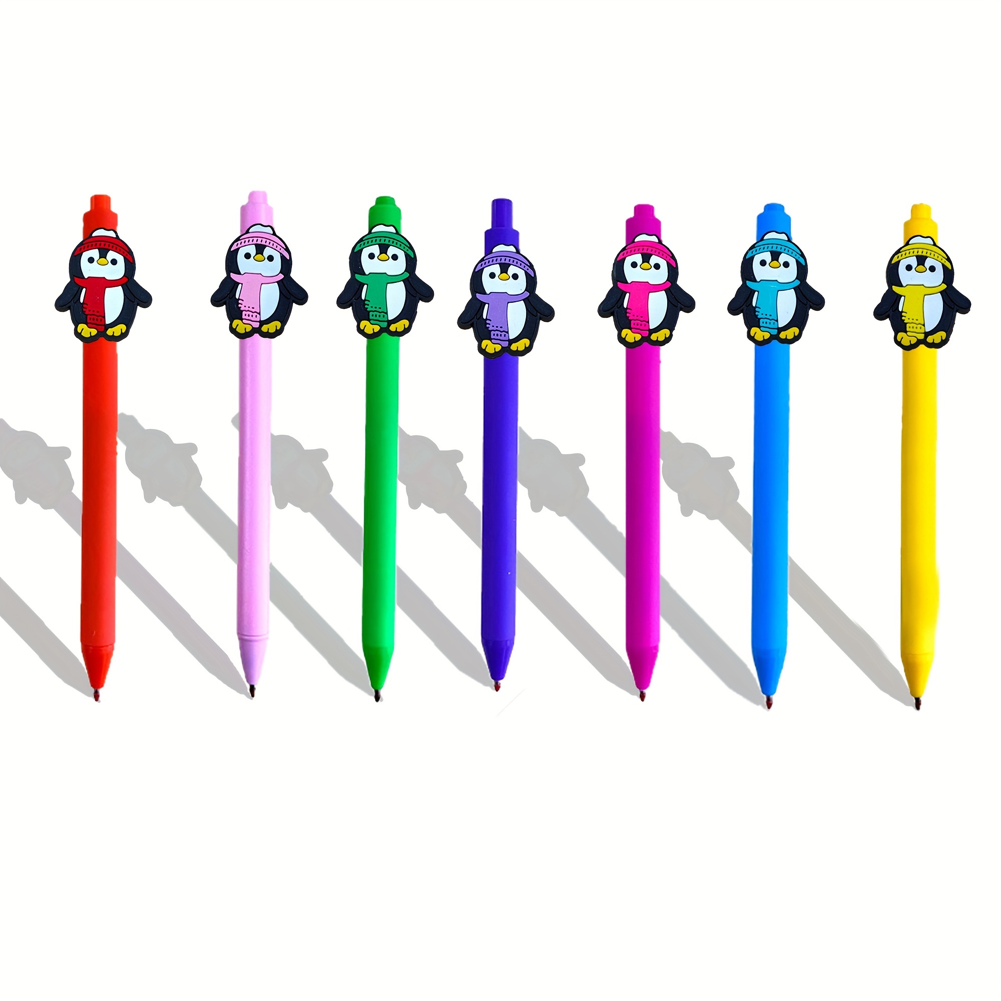 

7pcs Cute Penguin Retractable Gel Pens Set, Smooth Writing With Soft Grip, Ideal For Note-taking, Office & School Supplies