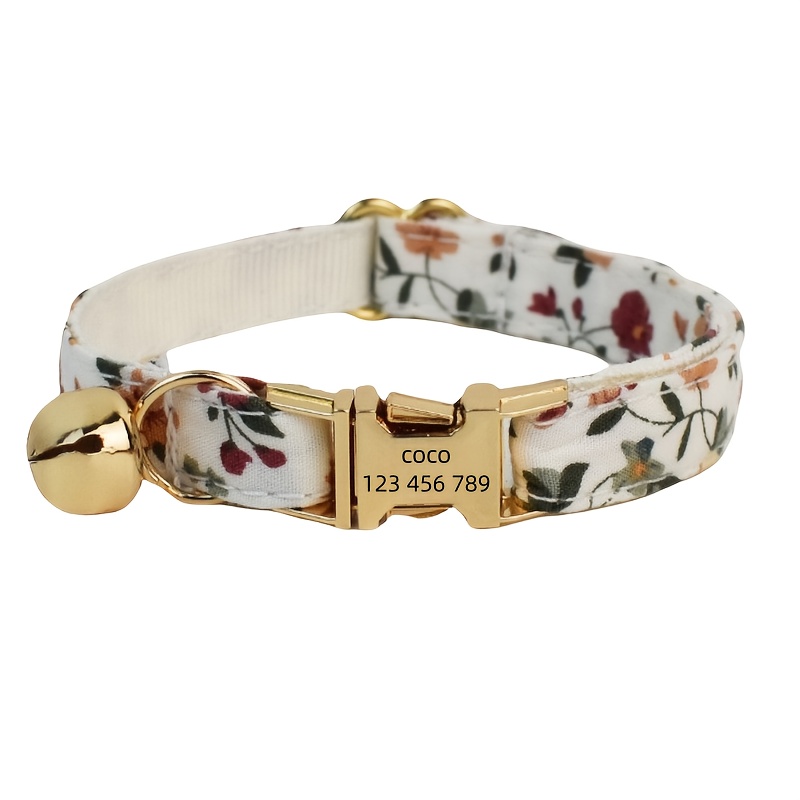 TEMU in Velluto Stampa con Fibbie Metalliche Etichettate, Personalizzabili con e Targhetta ID. Regolabili con Campanellino per e Cani Piccoli, per i