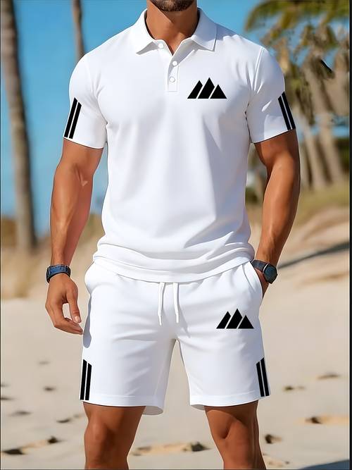 mens lightweight golf shirt short sleeve set men quick dry moisture wicking hiking summer 2pcs outfit travel portable summer wear