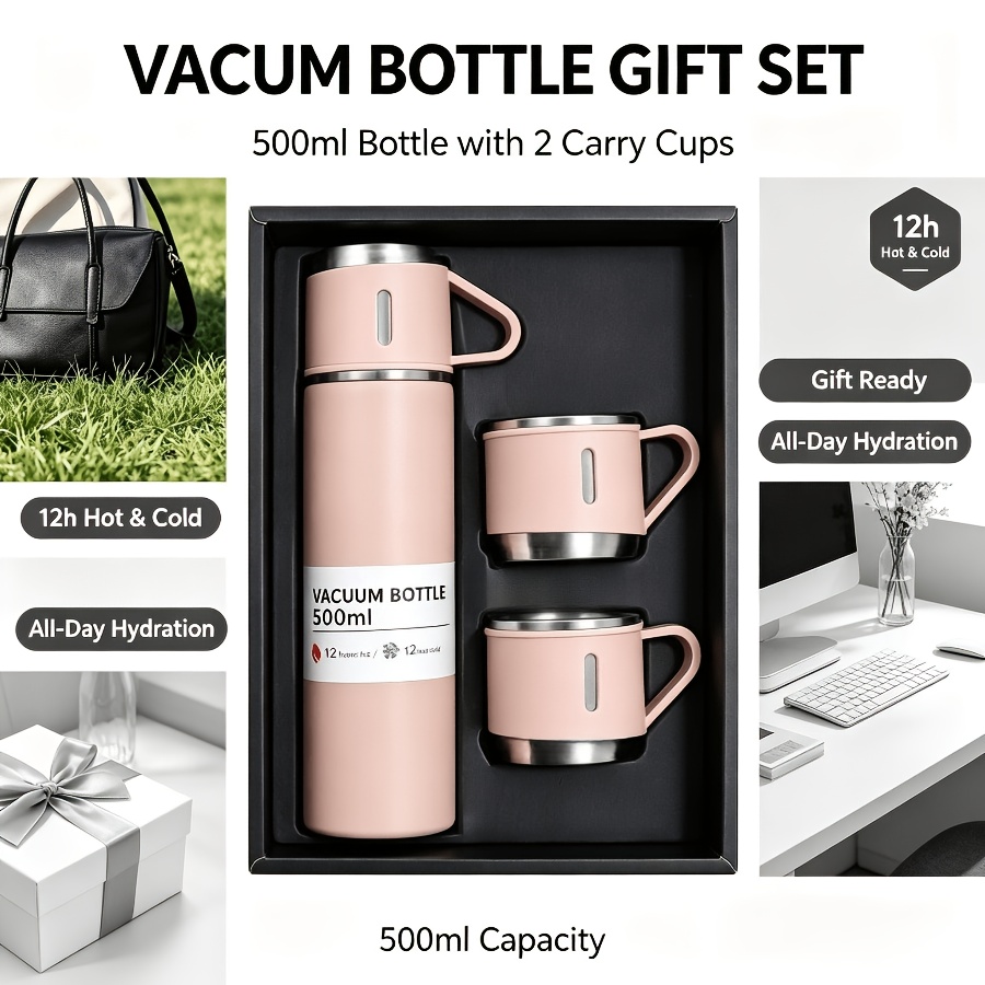 TEMU Vacuum Insulated Cup Gift Box Set 500ml 304 Stainless Steel Vacuum Vacuum Cup Coffee Cup 12 Hours Long-lasting Cold And Hot Dual Insulation