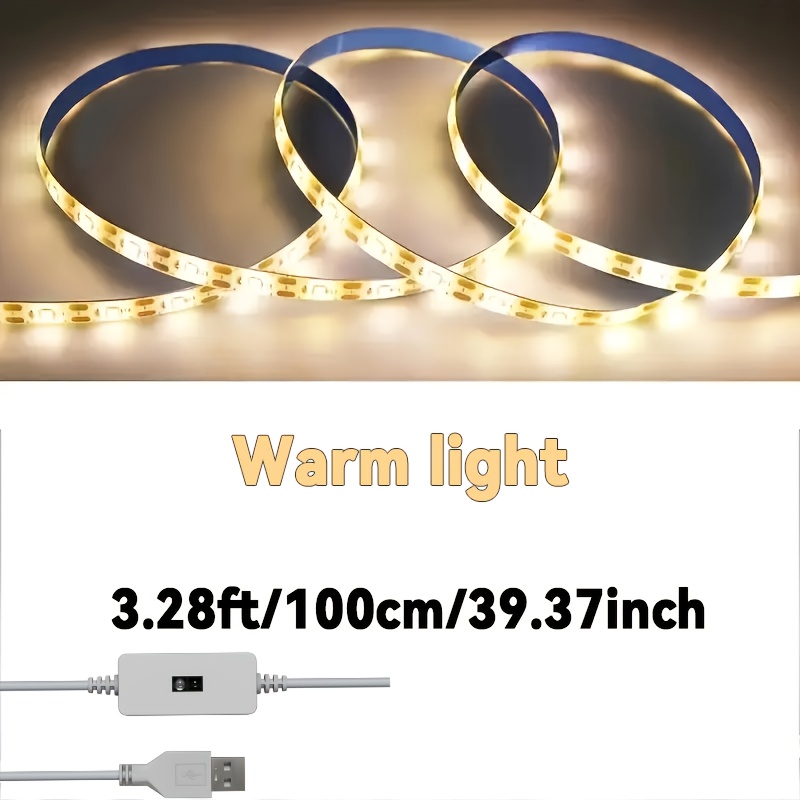 Smart Led Strip Lights With Motion Touch Sensing Control, Easy Switch, Usb Interface, Warm Light/cool Light, Perfect For Lighting In Tv Areas, Kitchens, Cabinets, And Closets - With Double-sided Tape