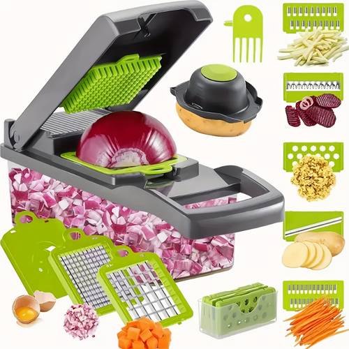 16 in 1 manual vegetable chopper set with 8 container peeler and filter preparation professional onion carrot and garlic slicer kitchen supplies