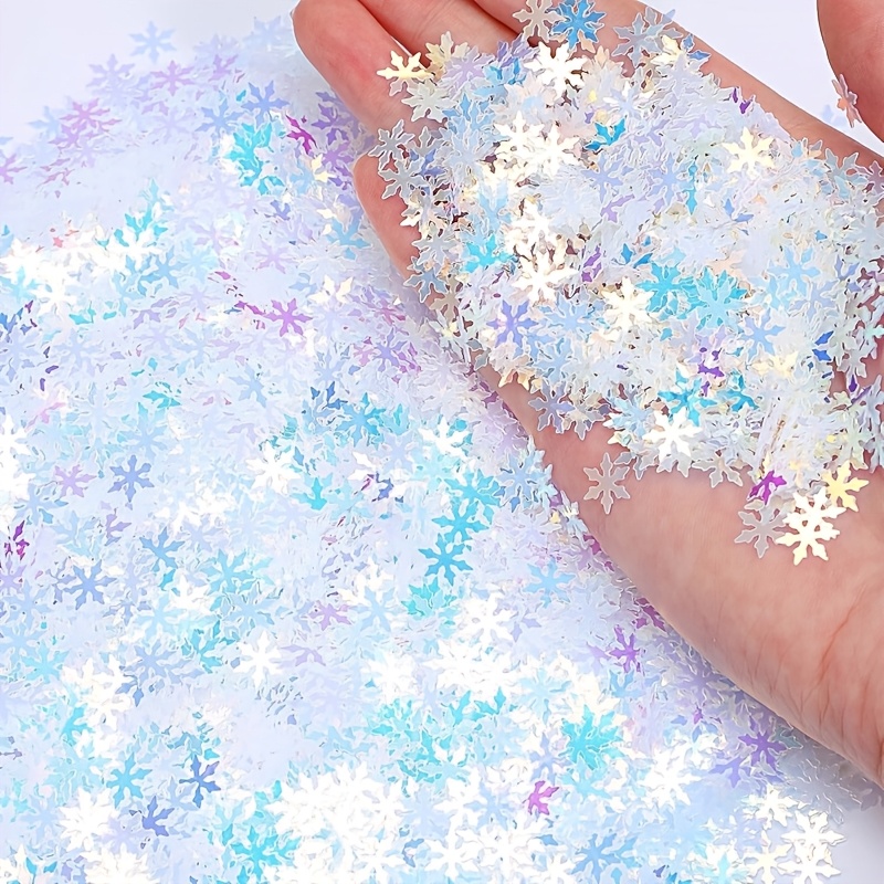 TEMU 1900pcs Christmas Snowflake Pvc Confetti, Iridescent Gradient Paper Confetti, Fairy Themed Table Confetti, Festive Tabletop Ornaments For Xmas