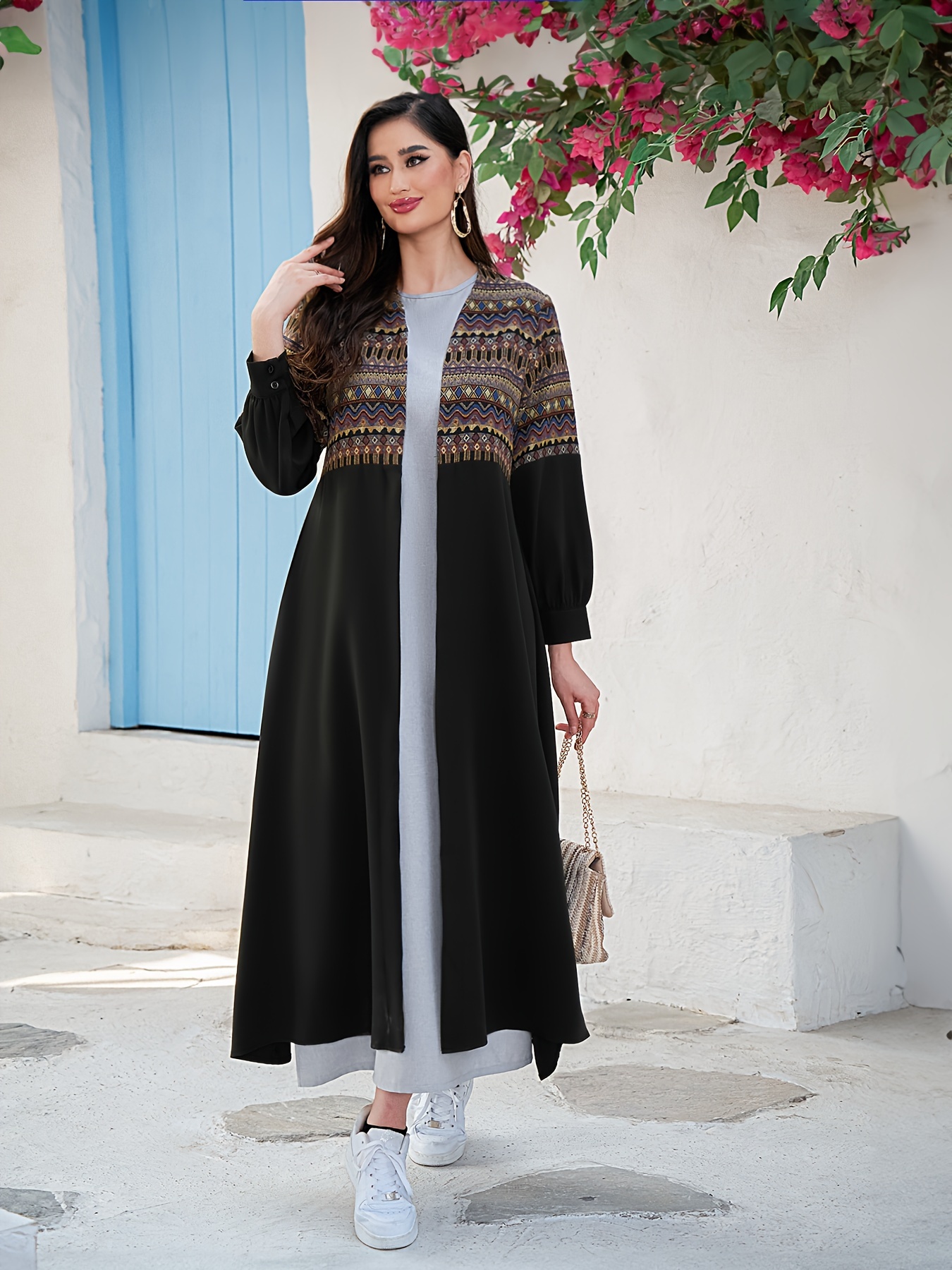 manteau long à ethniques ramadan couleurs style Temu Canada