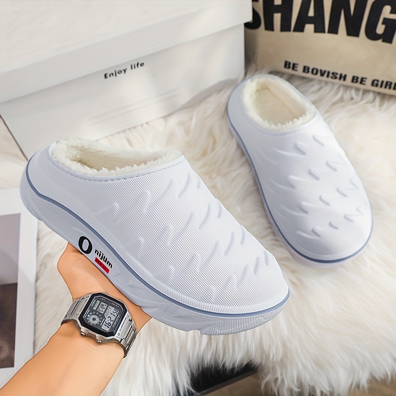 Chaussons d'hiver en peluche robustes pour hommes et femmes avec semelle de haute qualité et semelle épaisse - Tout-terrain intérieur/extérieur, antidérapants - Conçus pour la neige et la glace - Bottines chaudes unisexes