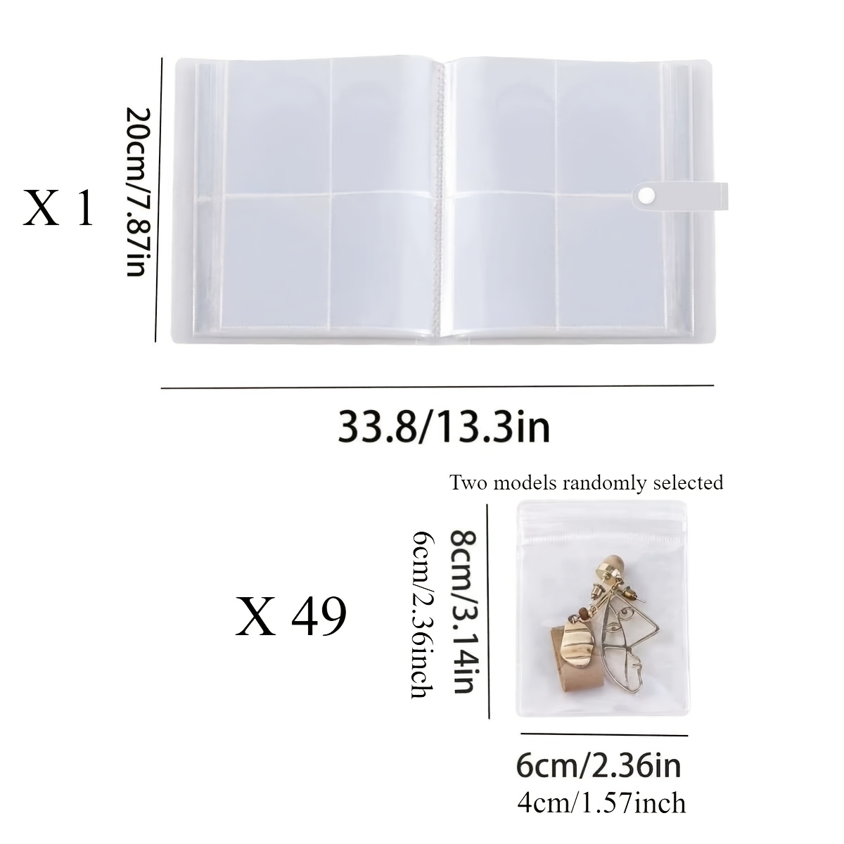 TEMU 1 Storage Album + 49 Storage Pouches, Featuring Anti-oxidation Storage Pouches And A Frosted Transparent Jewelry Storage Album. Suitable For