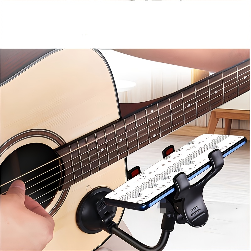 TEMU Soporte para teléfono de guitarra/, soporte para teléfono de piano, succión fuerte, sin daños, flexible para una fácil visualización de