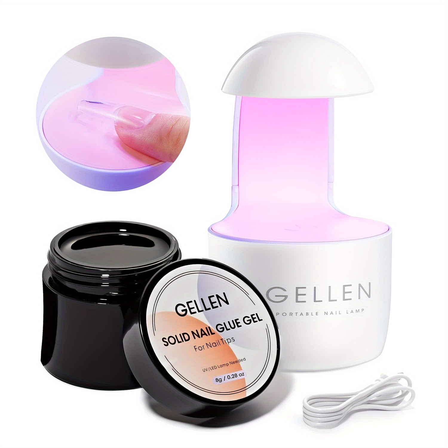 

Gellen Solid Nail Tip Glue Kit, 15g Nail Tip Glue Gel And Mini Uv Light Led Lamp For Nail Cured, Solid Press On Nail Glue For Acrylic Fake Nail Tips, Solid Gel Glue For Nails Salon Art Diy At Home