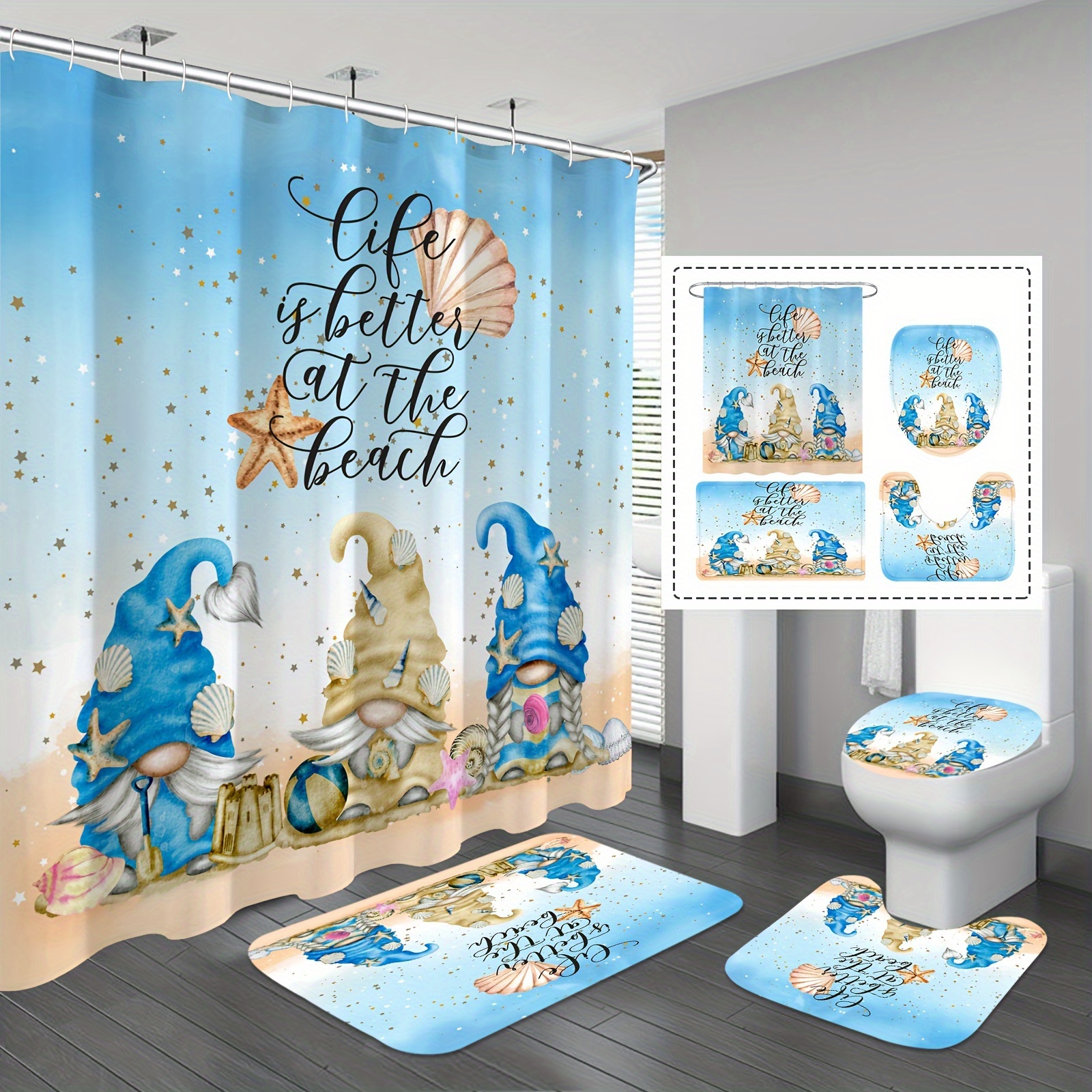 Starfish Shell Decorative Shower Curtain Hook Waterproof - Temu