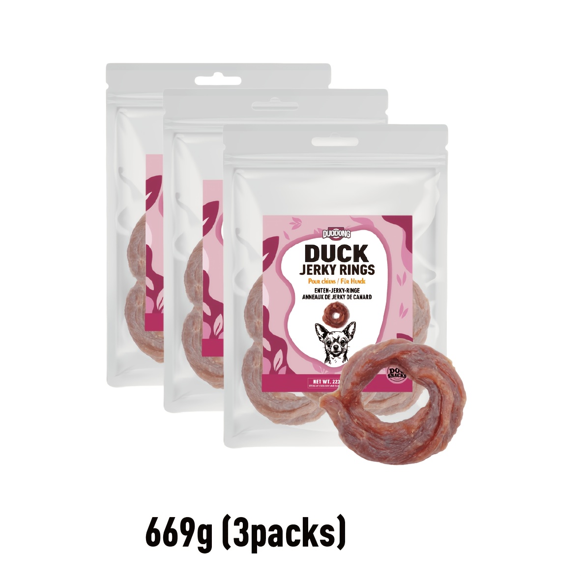 Duck Ring Dog Treats Suitable For Tear Stain & Support, Slow- Grain-free Jerky With Duck Flavor, -rich Soft Duck Meat Snacks For Sensitive Stomachs, Digestive Treats For Puppies & Dogs
