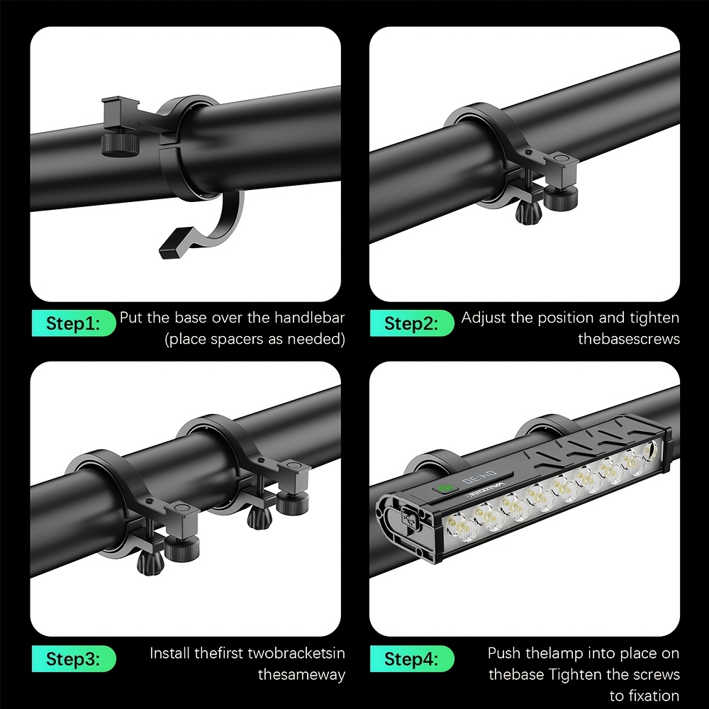 De VASTFIRE 17 LED fietslamp biedt een indrukwekkende 25500 lumen, wat een uitzonderlijke helderheid biedt voor het fietsen 's nachts. Deze USB oplaadbare aluminiumlegering lamp heeft een 180° breed straalveld en een digitale vermogensweergave.