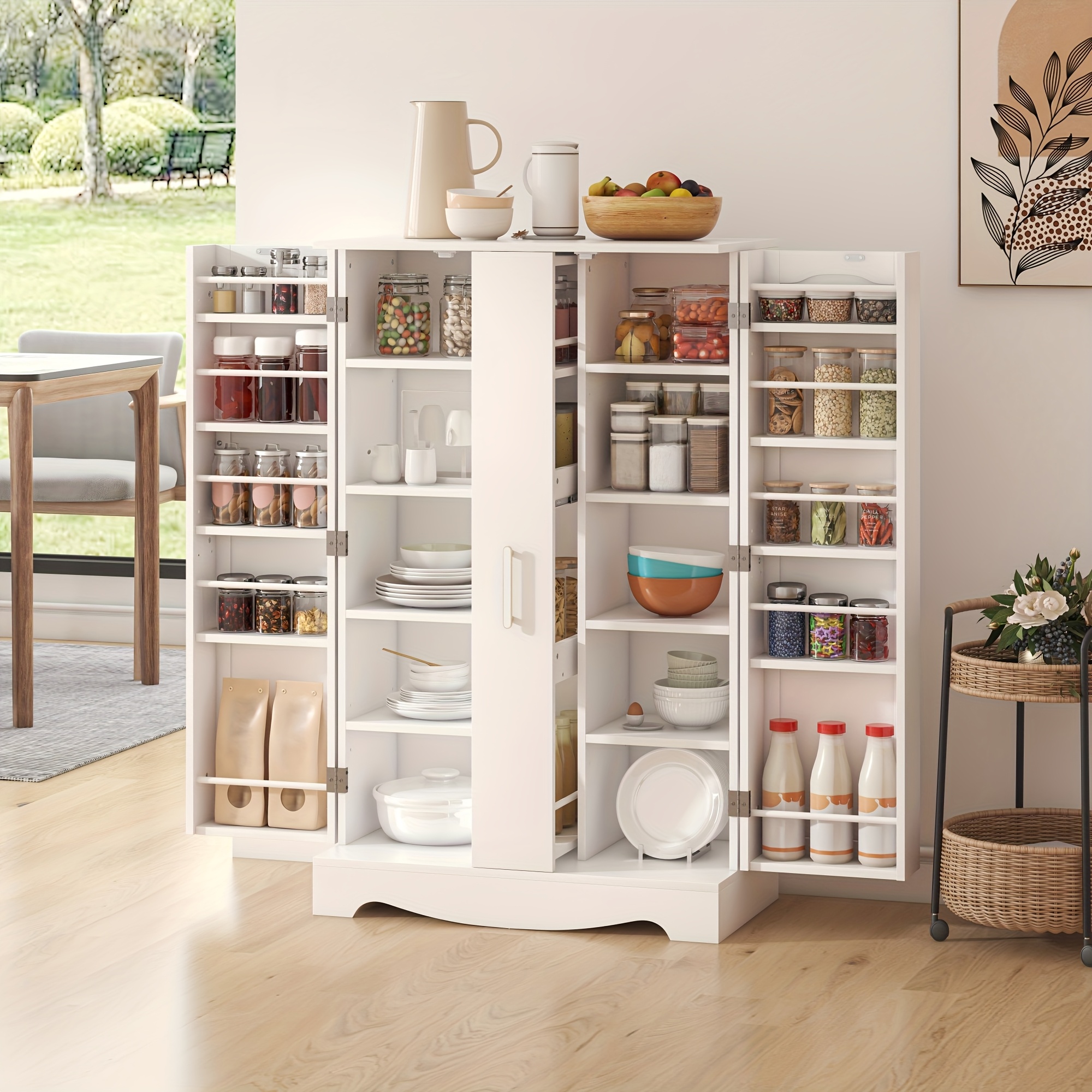 TEMU 47" Modern Kitchen Closet Kitchen Cupboard With Adjustable Shelves, Kitchen Storage Cabinet With Drawer, Kitchen Organizer And Storage, Kitchen